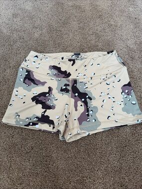 The Barbell Cartel Beige Camo Bike Shorts